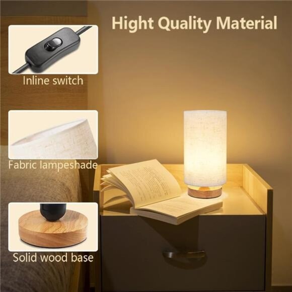 Table Lamp for Bedroom - Small Beside Lamps for Night Stands Home Office - Picture 6 of 14